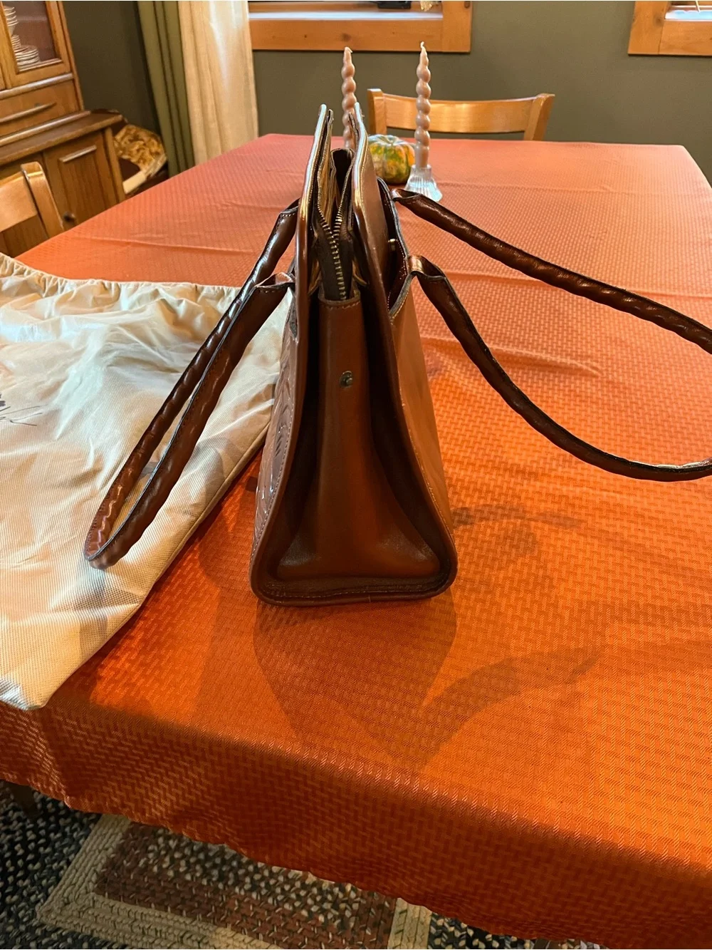 Patricia Nash Embossed Brown Leather Shoulder Bag